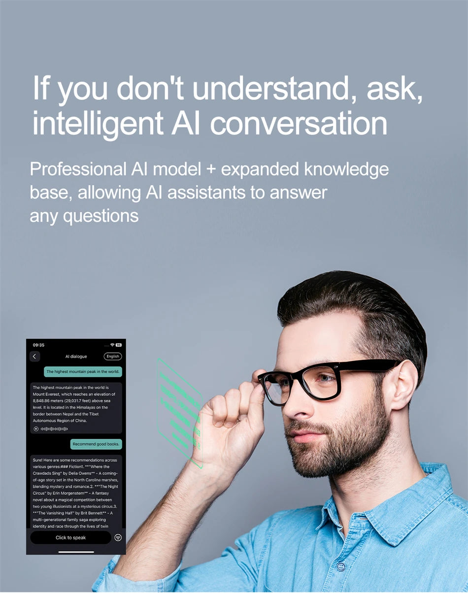 Vuria® Ultra-Light AI Translation Smart Glasses (Anti-Blue Light)