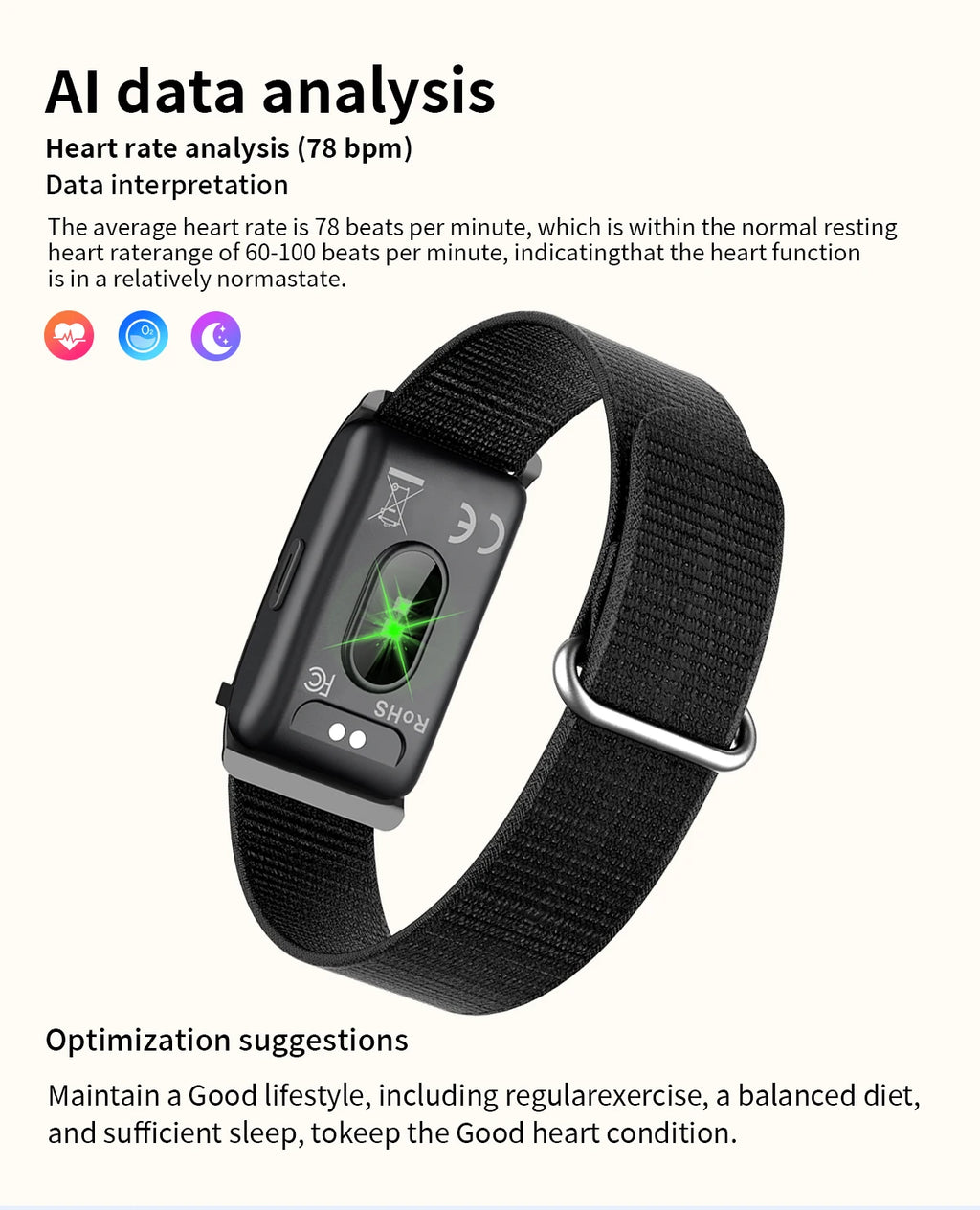 Vuria® Screenless Activity Tracker & Health Monitor (Nylon Sport Band)