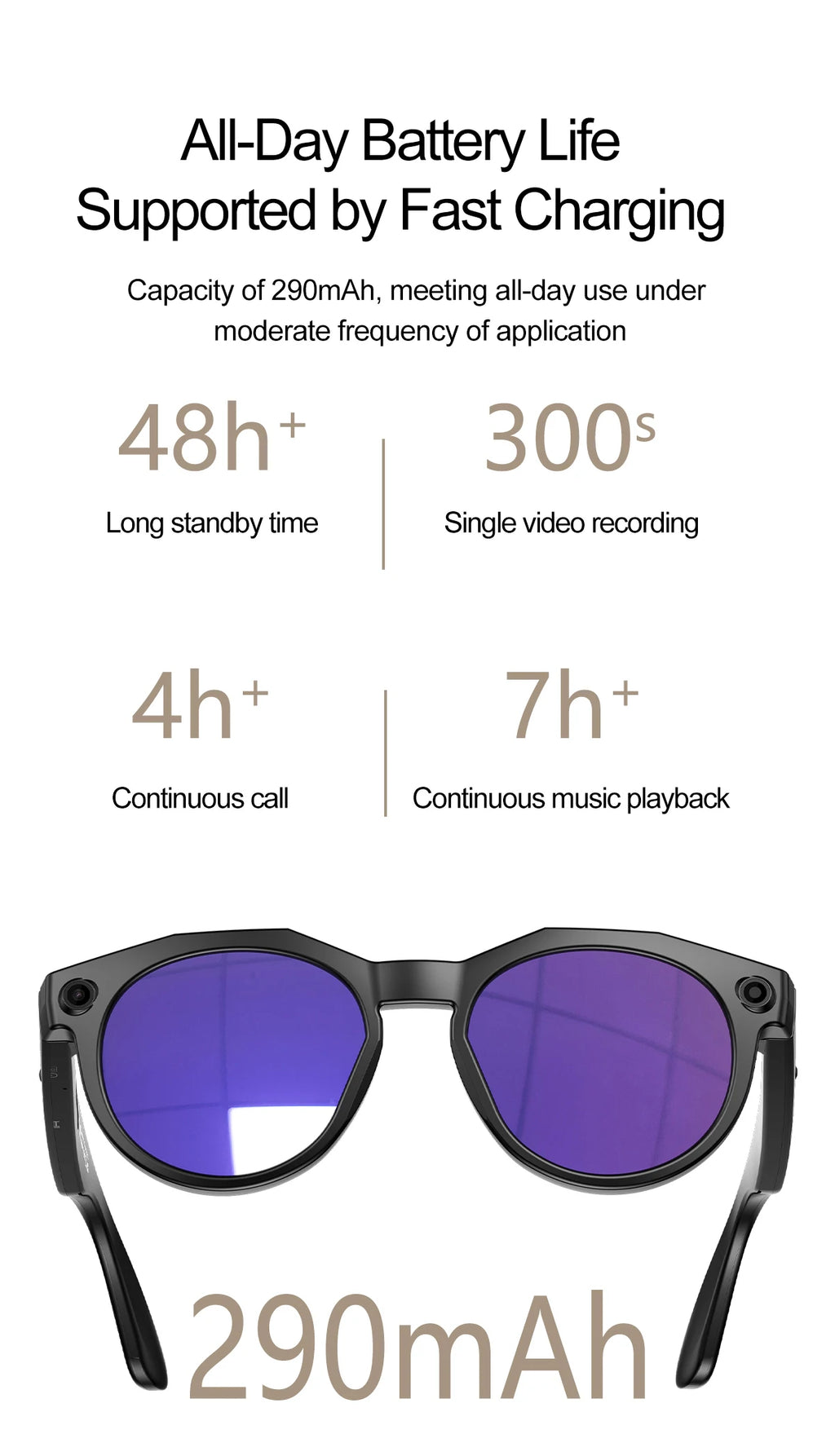 Vuria® 8MP Ultra HD Camera Smart Glasses (Mixed Reality & AI Translation)