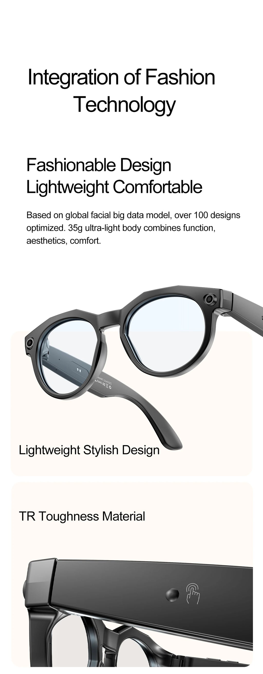Vuria® 8MP Ultra HD Camera Smart Glasses (Mixed Reality & AI Translation)