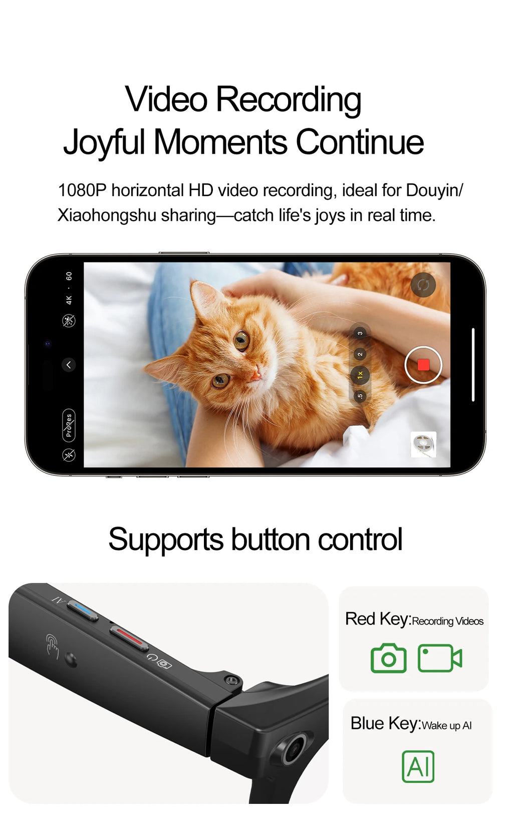 Vuria® 8MP Ultra HD Camera Smart Glasses (Mixed Reality & AI Translation)