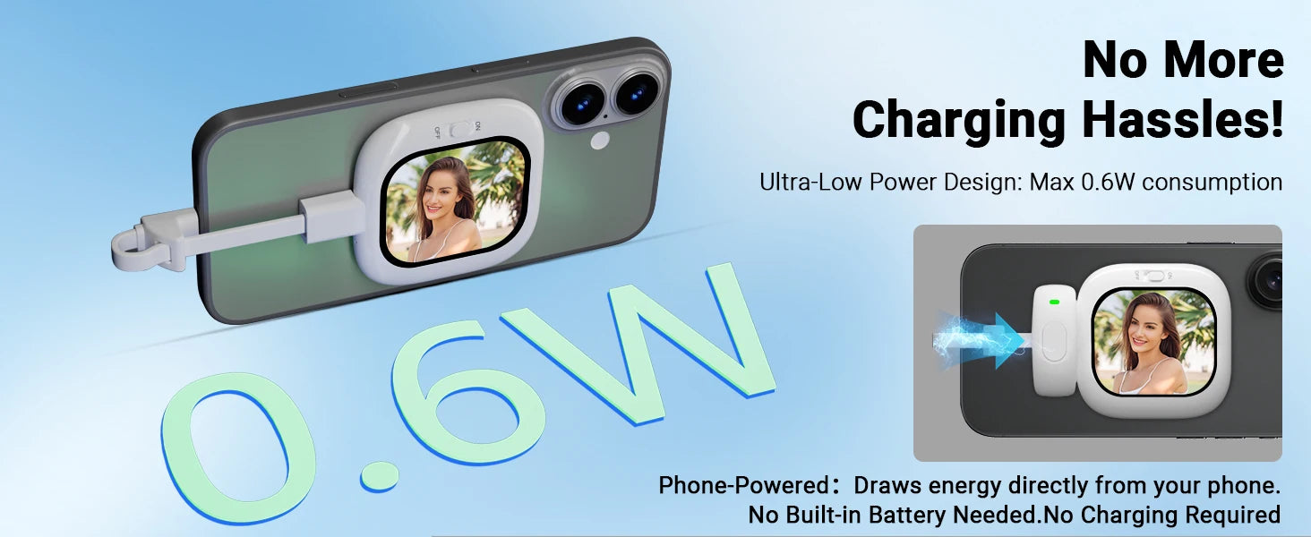 Vuria® Vlogmate Mini AMOLED Selfie Monitor – 700-Nit Magnetic Smartphone Screen for iPhone & Android Rear Camera Vlogging, TikTok & Live Streaming
