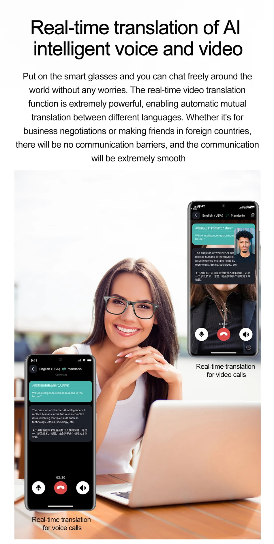 Vuria® Ultra-Light AI Translation Smart Glasses (Anti-Blue Light)