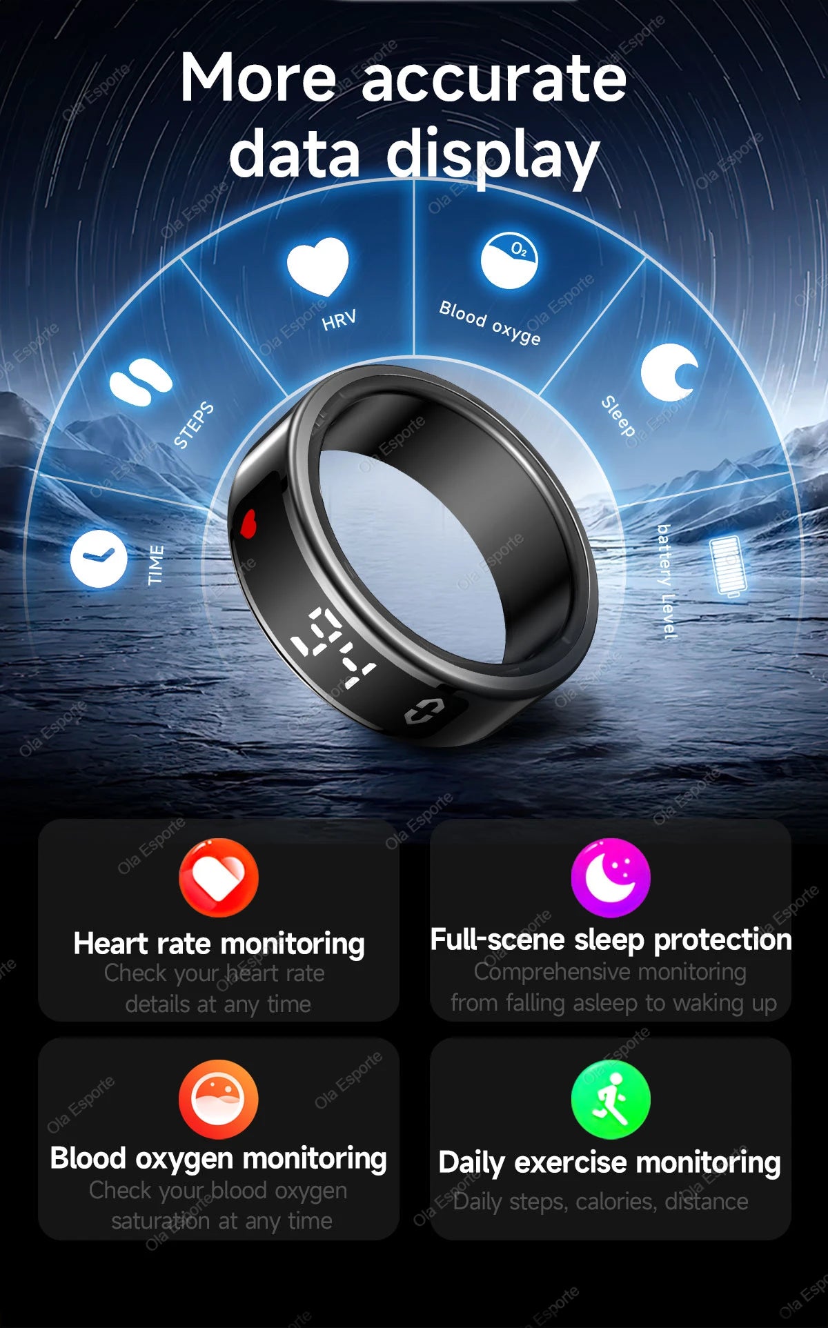Vuria® Smart Touch Ring with Interactive Display (Health & Fitness Tracker)