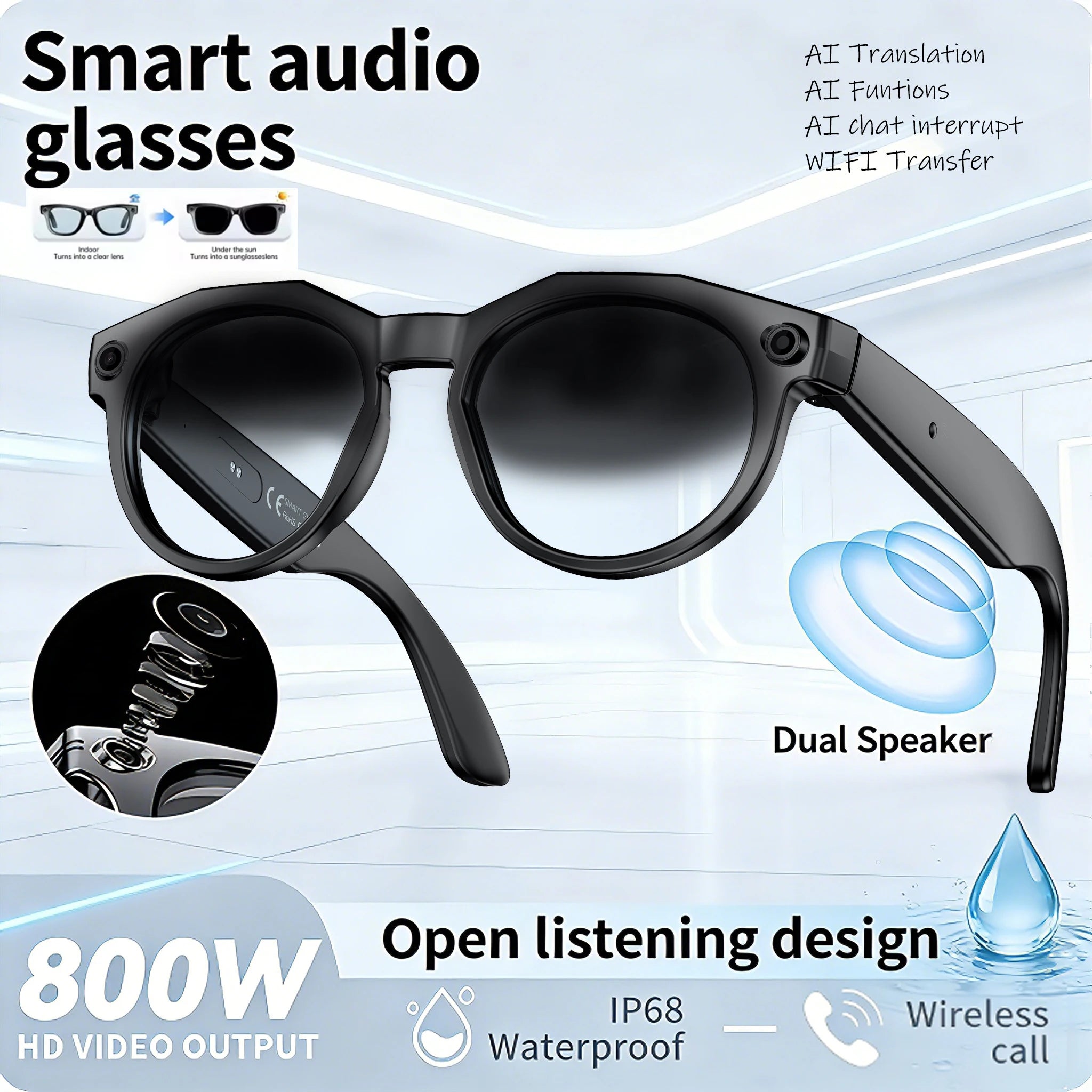 Vuria® 8MP Ultra HD Camera Smart Glasses (Mixed Reality & AI Translation)