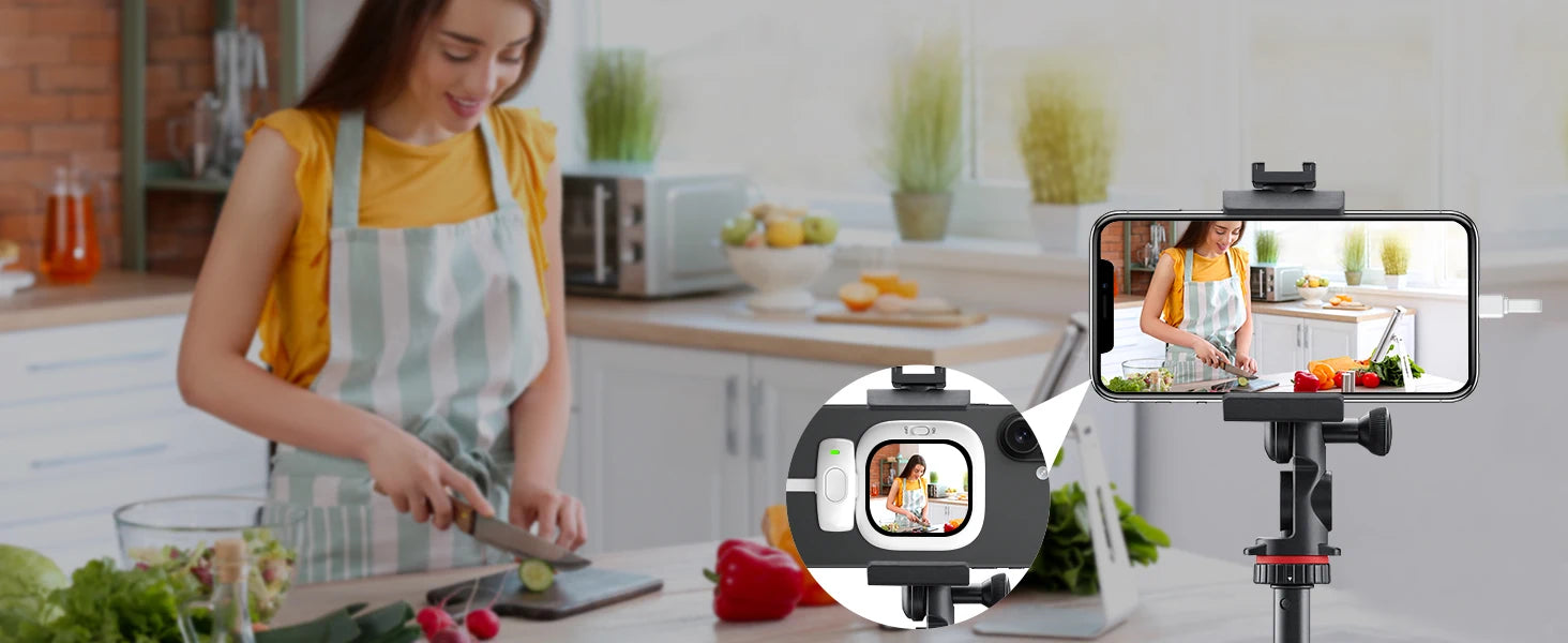 Vuria® Vlogmate Mini AMOLED Selfie Monitor – 700-Nit Magnetic Smartphone Screen for iPhone & Android Rear Camera Vlogging, TikTok & Live Streaming
