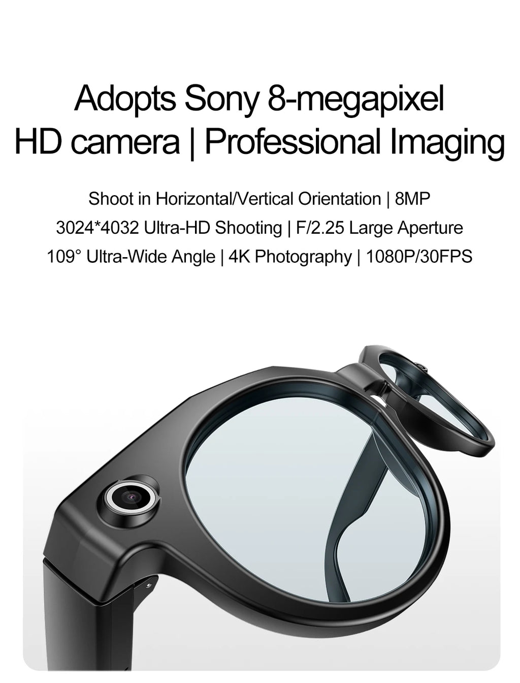 Vuria® 8MP Ultra HD Camera Smart Glasses (Mixed Reality & AI Translation)