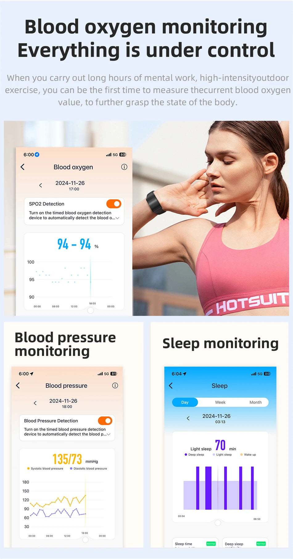 Vuria® Minimalist AI Health & Fitness Band (24/7 Vitals Monitor)