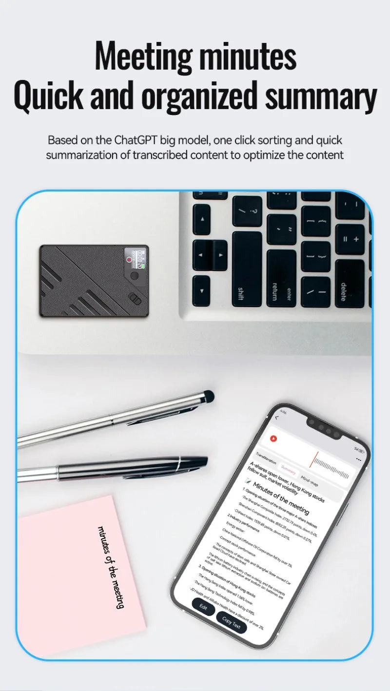 Vuria® Magnetic AI Voice & Call Recorder with ChatGPT Intelligence