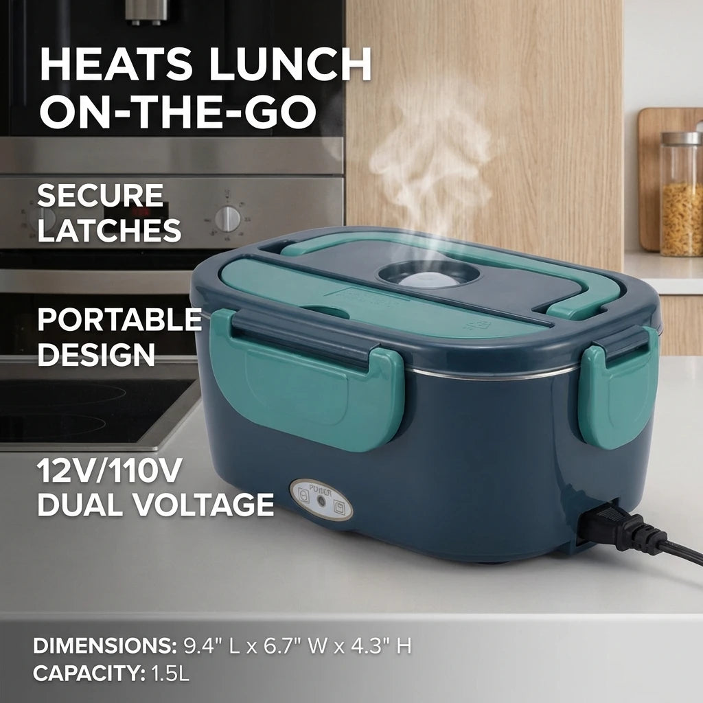 Vuria® Heat Box Pro – 60W Electric Lunch Box | 1.5L Stainless Steel | Home & Car
