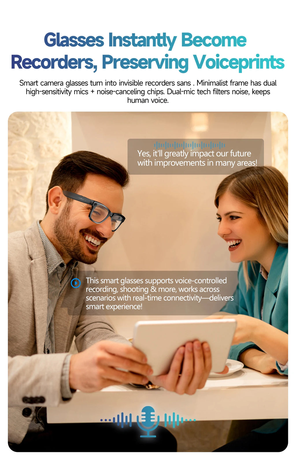 Vuria® ChatGPT 4.0 AI Smart Glasses (8MP Camera & Real-Time Translation)