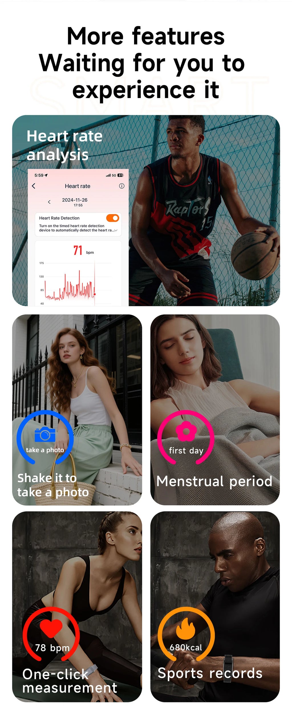 Vuria® Screenless Activity Tracker & Health Monitor (Nylon Sport Band)