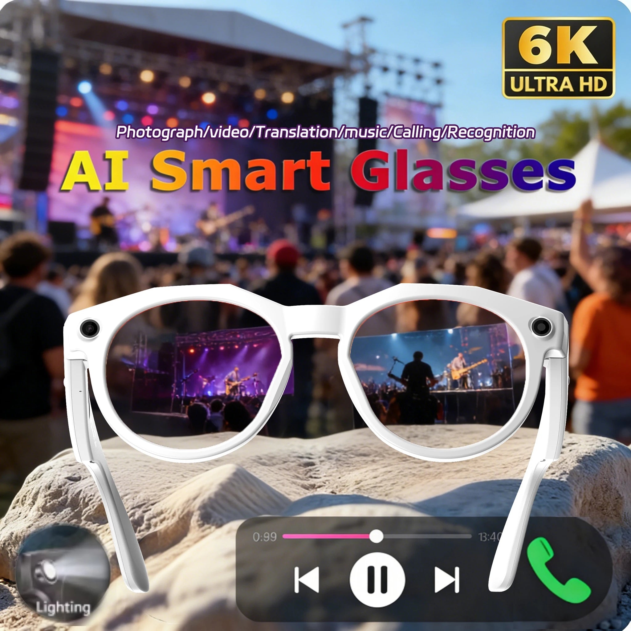 Vuria® 8MP Ultra HD Camera Smart Glasses (Mixed Reality & AI Translation)