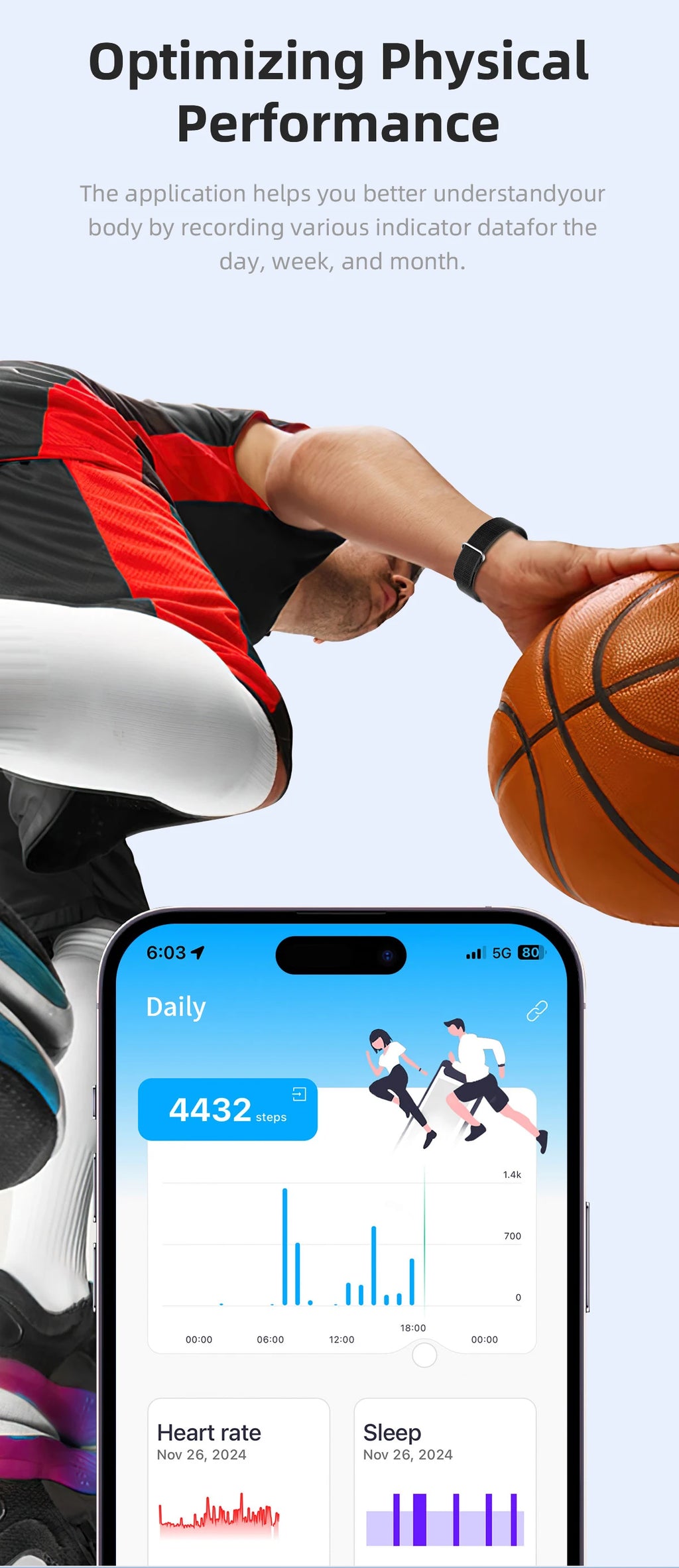 Vuria® Screenless Activity Tracker & Health Monitor (Nylon Sport Band)