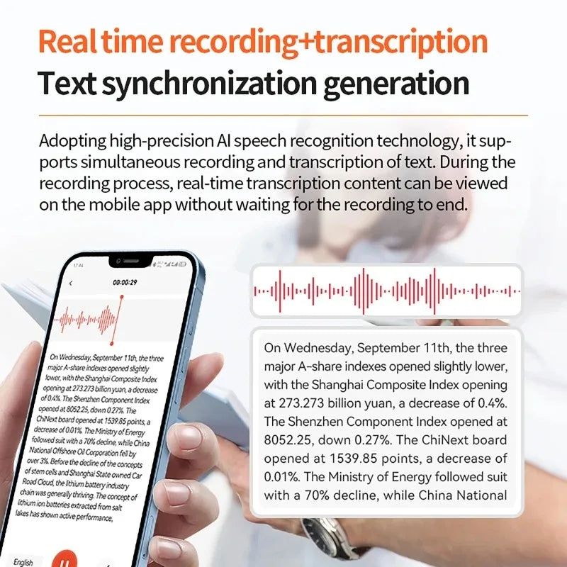 Vuria® Magnetic AI Voice Recorder & Smart Phone Stand (Real-Time Translation)
