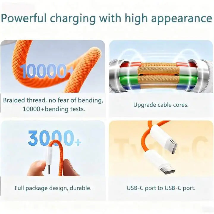 Vuria® Elite 6A USB-C to USB-C Fast Charging Cable – Heavy-Duty Nylon Braided Data Cord for iPhone 17, 16, 15 & iPad Pro [3.3ft/6.6ft/10ft]