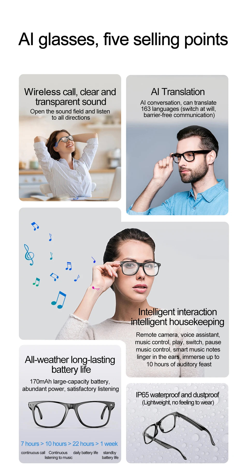 Vuria® Ultra-Light AI Translation Smart Glasses (Anti-Blue Light)