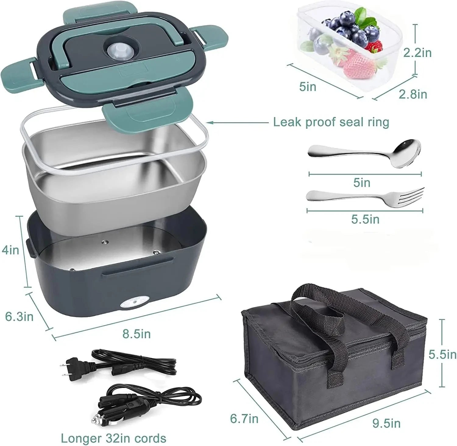 Vuria® Heat Box Pro – 60W Electric Lunch Box | 1.5L Stainless Steel | Home & Car