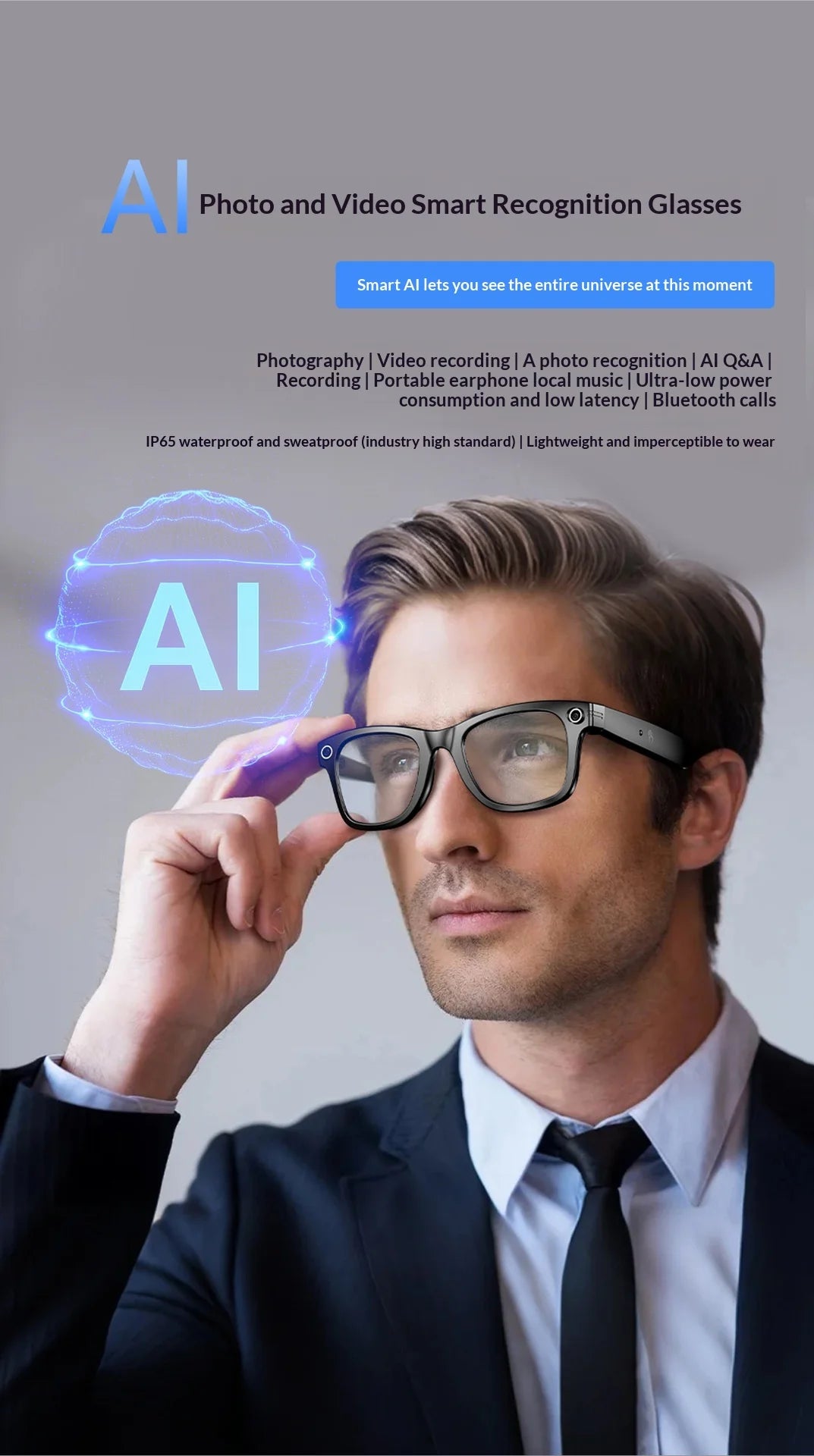 Vuria® 8MP Vlogging AI Smart Glasses (16GB Memory & ChatGPT)
