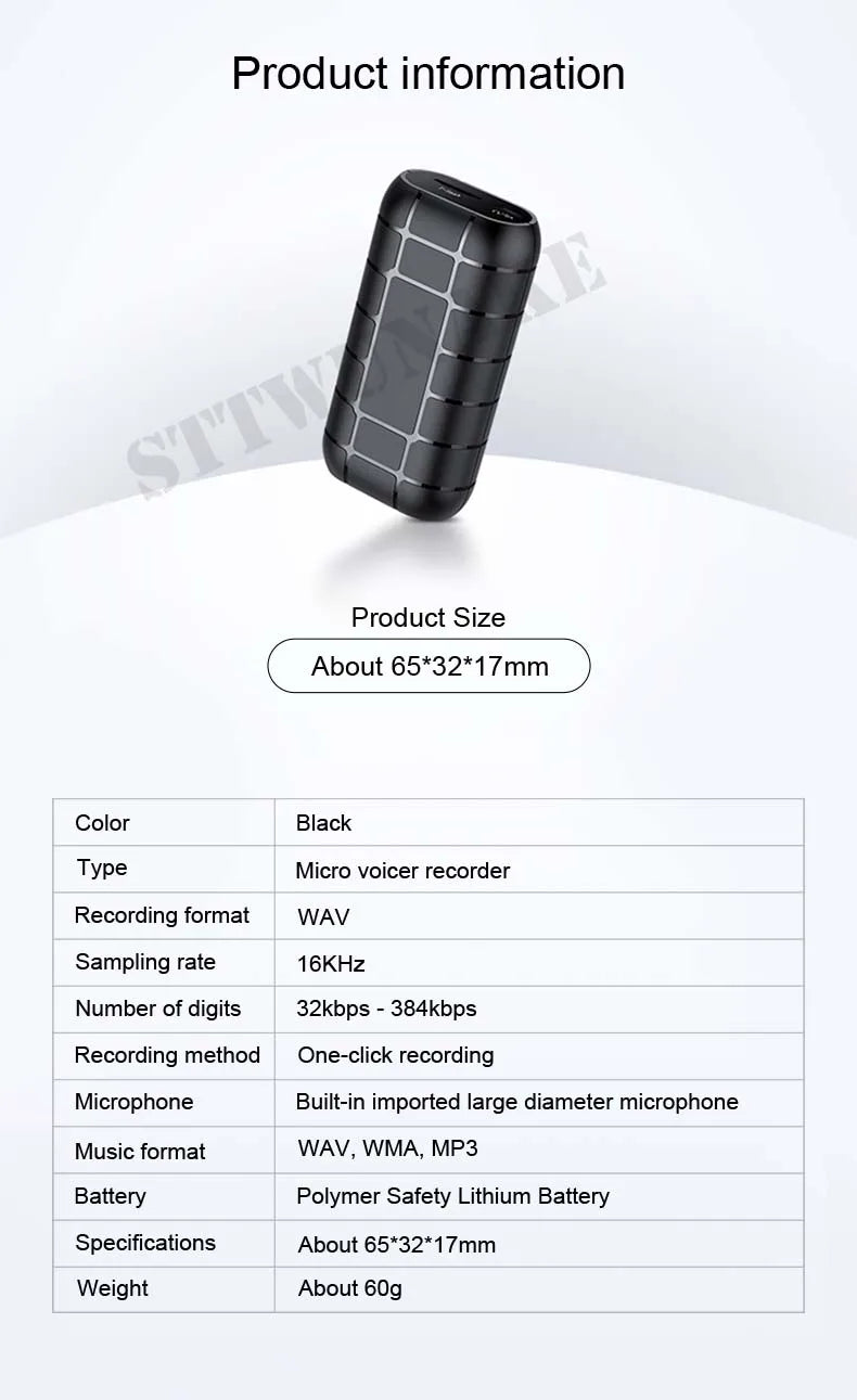Vuria® Stealth Magnetic Micro Voice Recorder (500-Hour Battery)