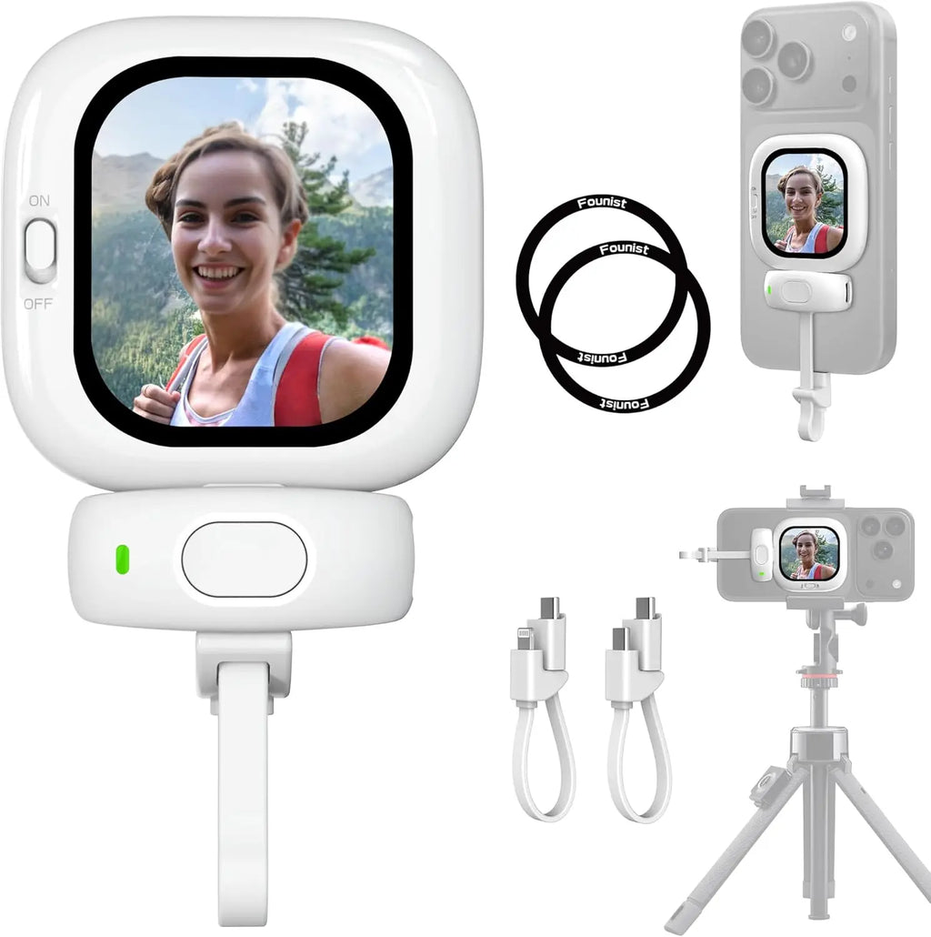 Vuria® Vlogmate Mini AMOLED Selfie Monitor – 700-Nit Magnetic Smartphone Screen for iPhone & Android Rear Camera Vlogging, TikTok & Live Streaming