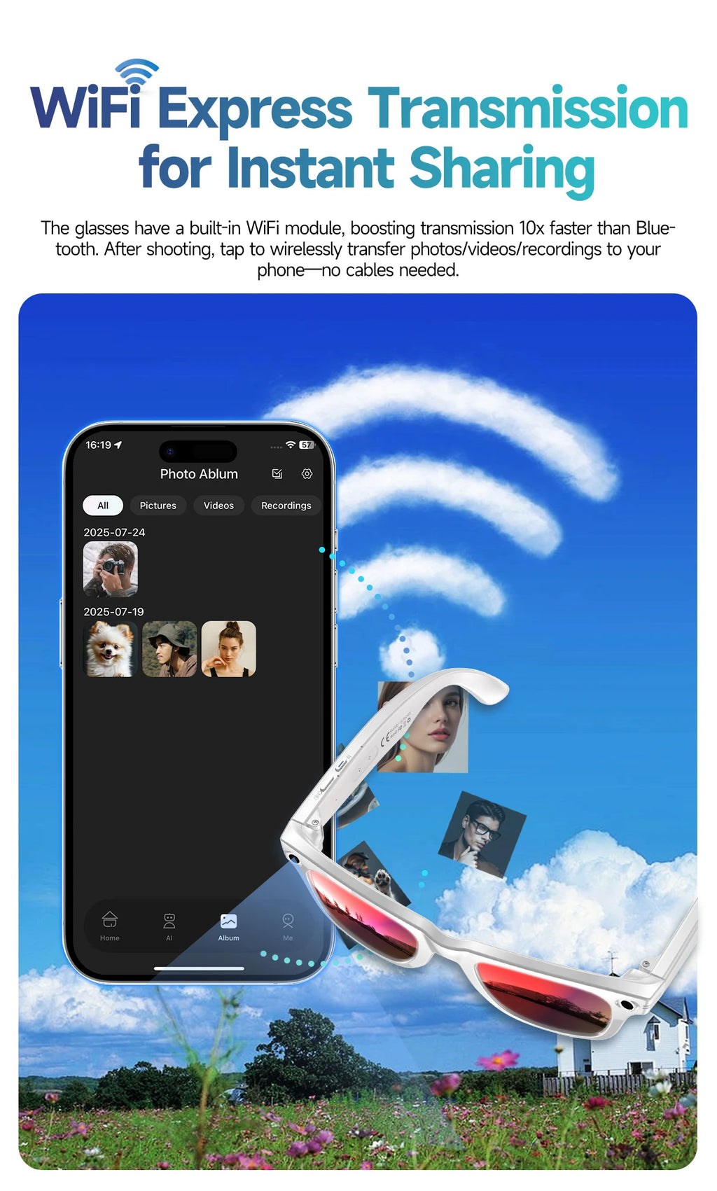 Vuria® ChatGPT 4.0 AI Smart Glasses (8MP Camera & Real-Time Translation)