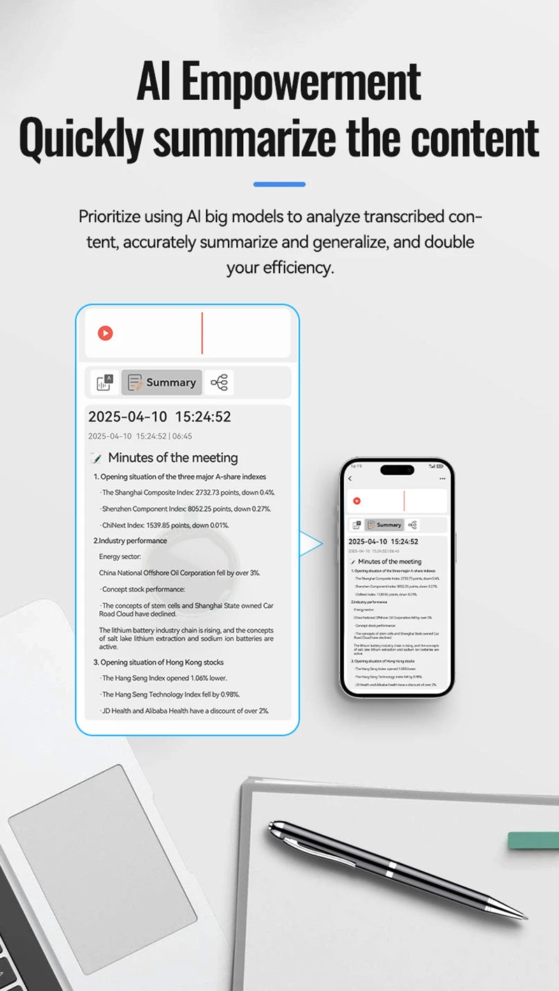 Vuria® Smart AI Voice Recorder with ChatGPT Transcription