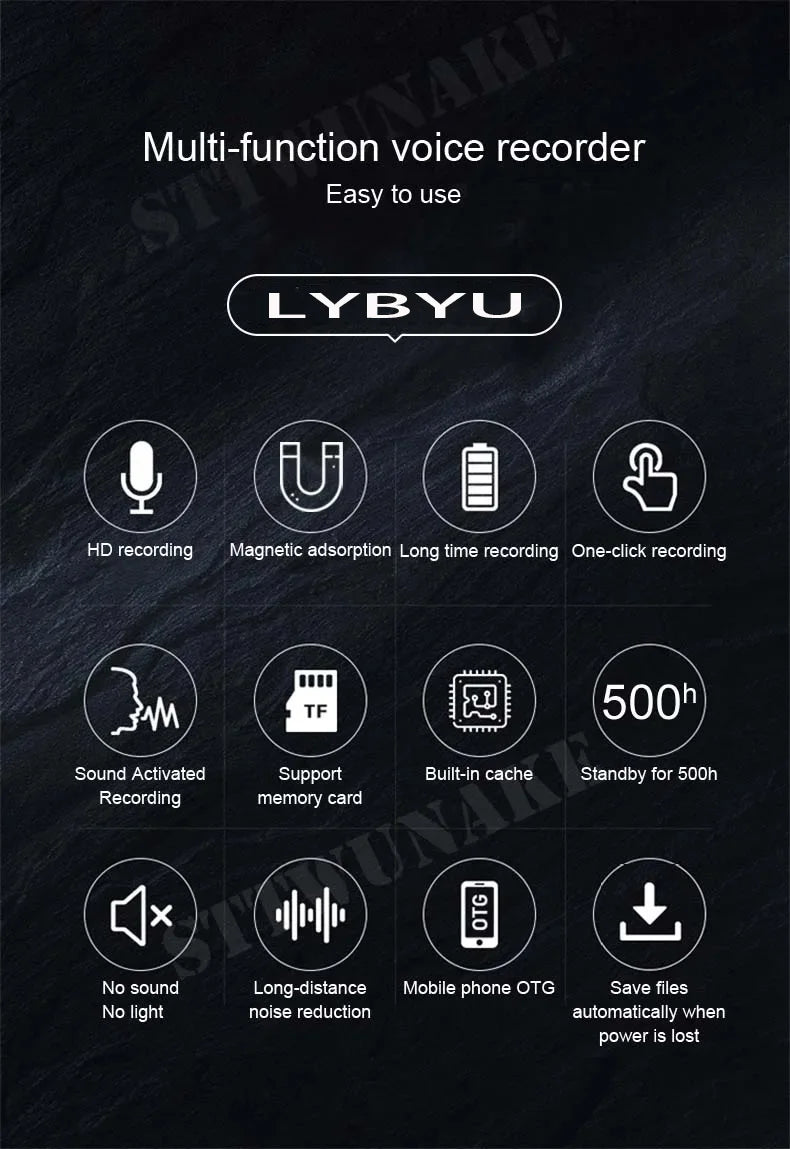 Vuria® Stealth Magnetic Micro Voice Recorder (500-Hour Battery)