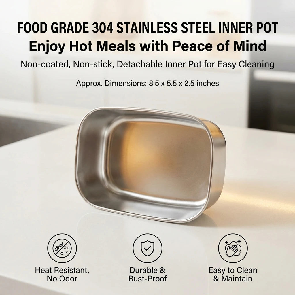 Vuria® Heat Box Pro – 60W Electric Lunch Box | 1.5L Stainless Steel | Home & Car
