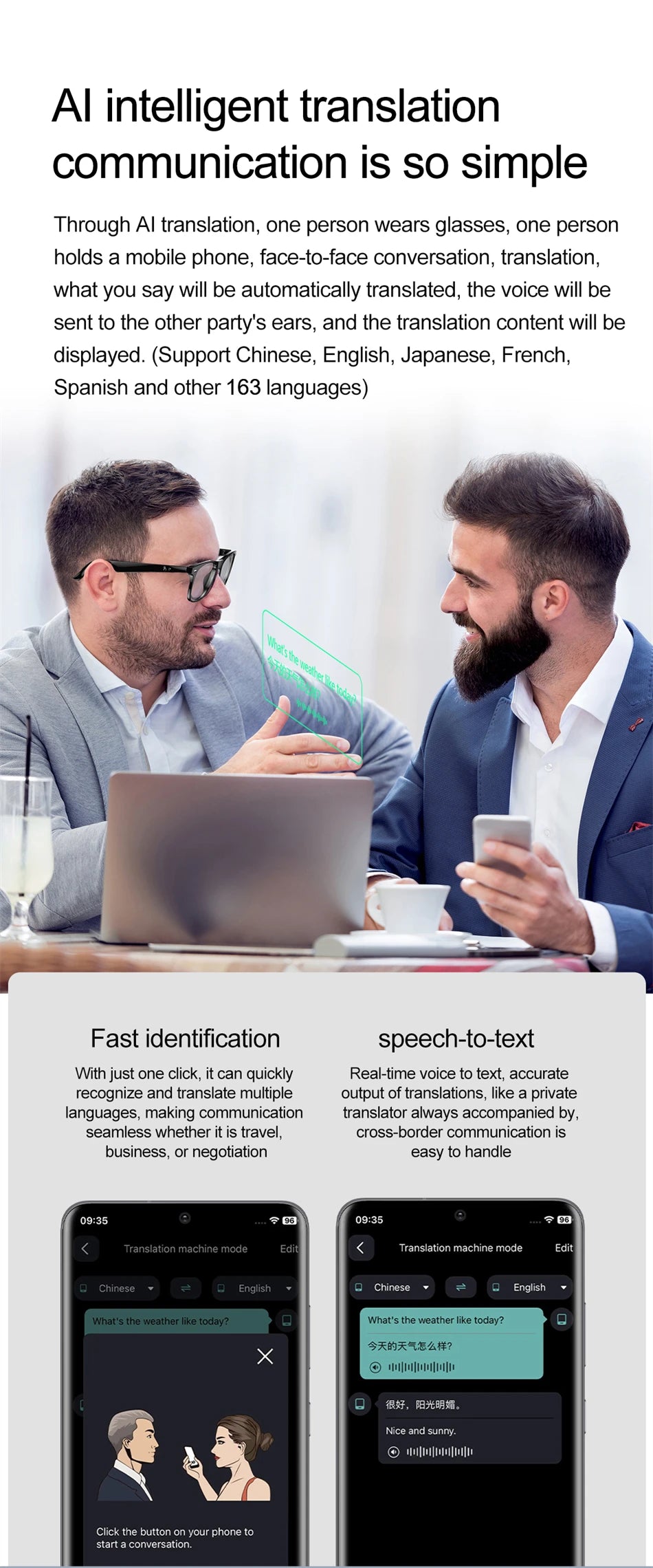 Vuria® Ultra-Light AI Translation Smart Glasses (Anti-Blue Light)