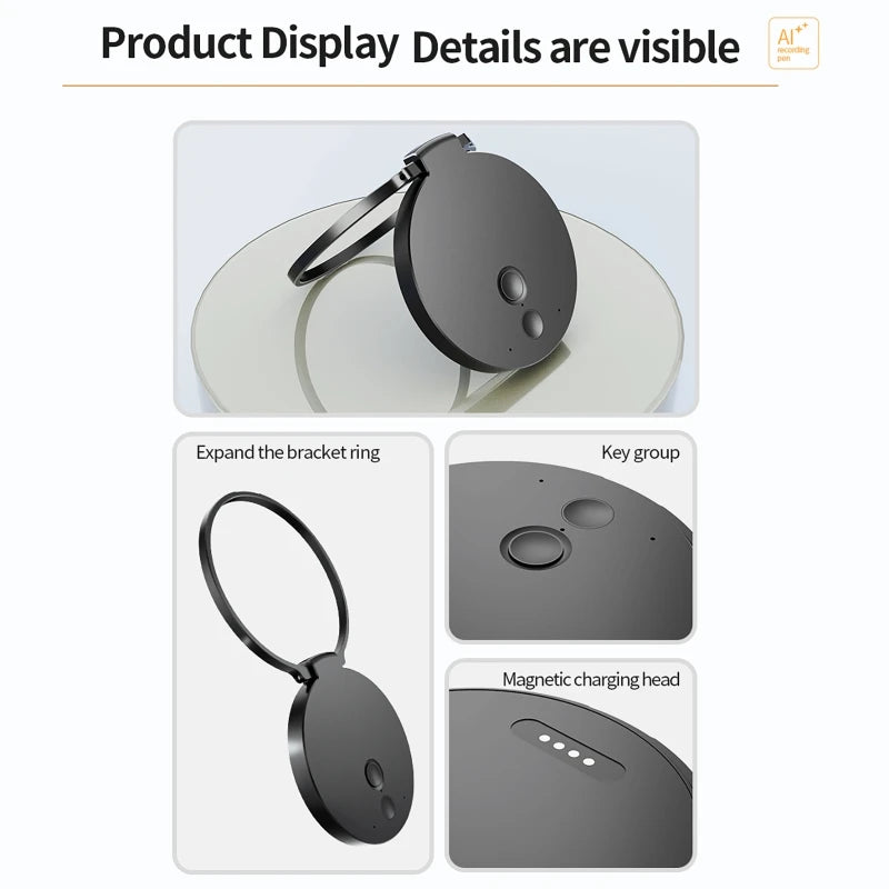 Vuria® Magnetic AI Voice Recorder & Smart Phone Stand (Real-Time Translation)