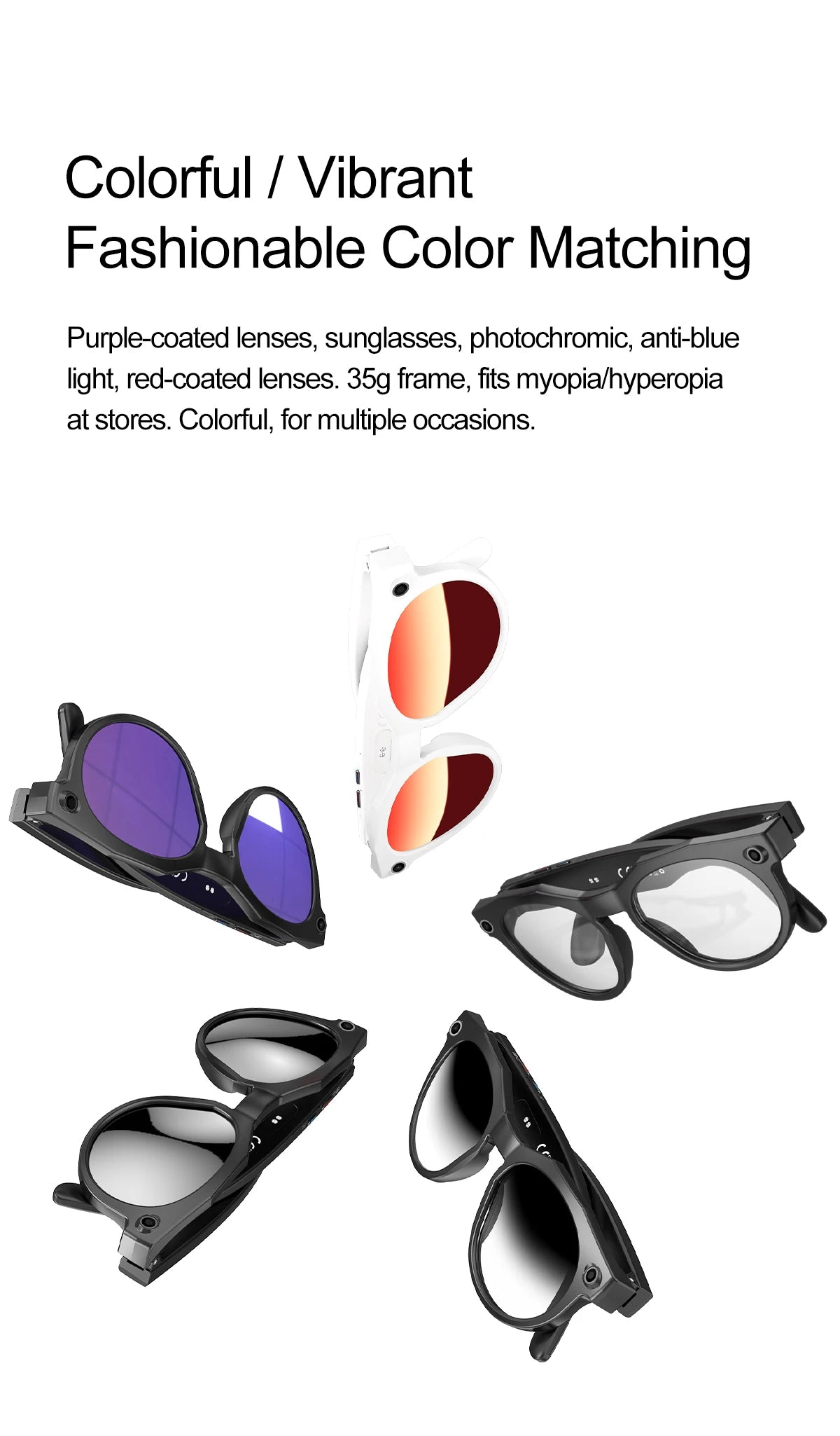 Vuria® 8MP Ultra HD Camera Smart Glasses (Mixed Reality & AI Translation)
