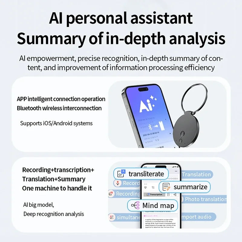 Vuria® Magnetic AI Voice Recorder & Smart Phone Stand (Real-Time Translation)