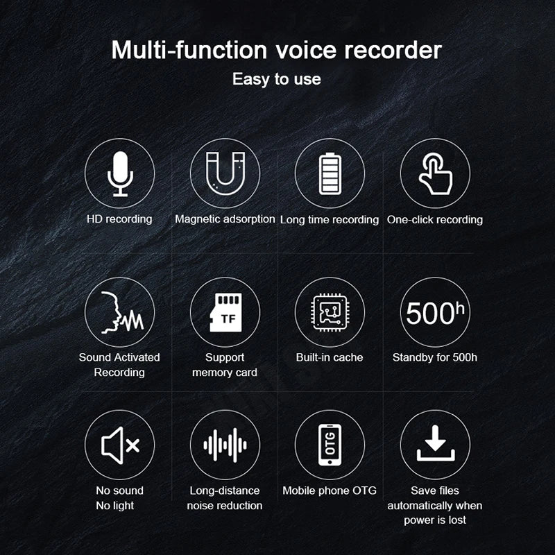 Vuria® Stealth Magnetic Micro Voice Recorder (500-Hour Battery)