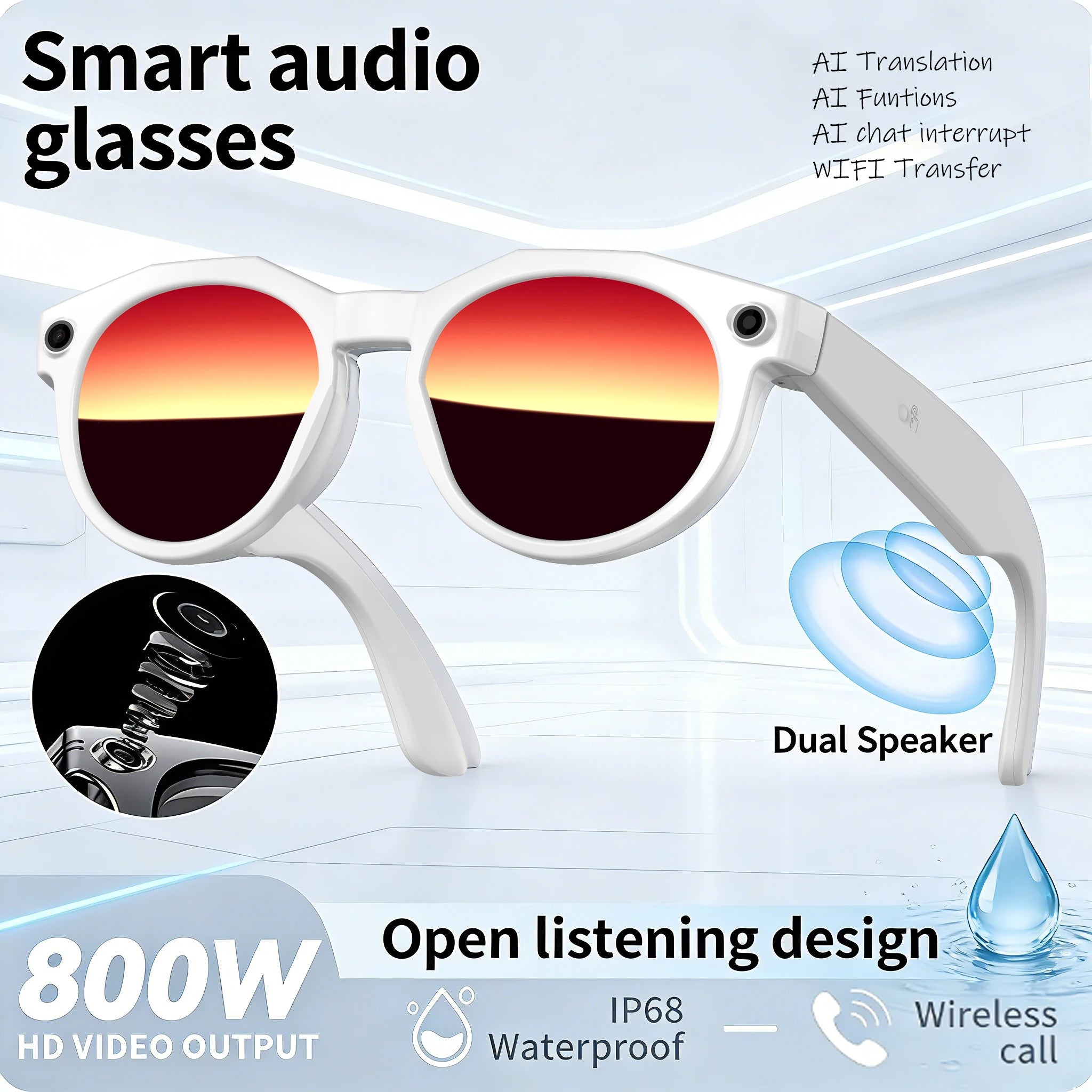 Vuria® 8MP Ultra HD Camera Smart Glasses (Mixed Reality & AI Translation)