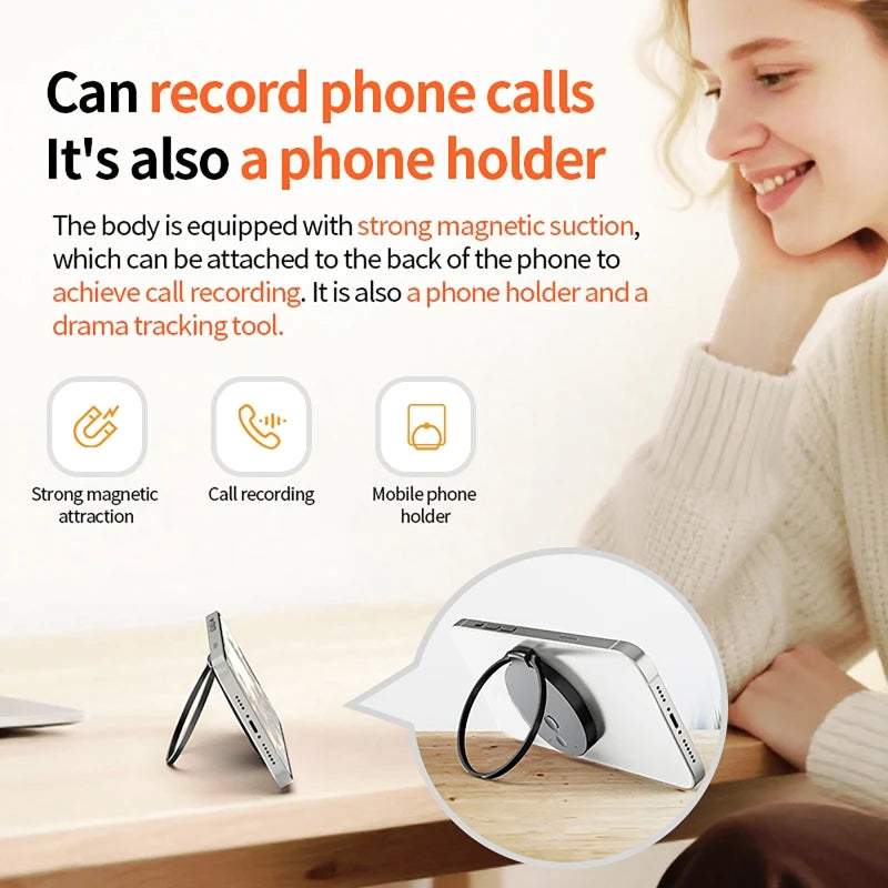 Vuria® Magnetic AI Voice Recorder & Smart Phone Stand (Real-Time Translation)
